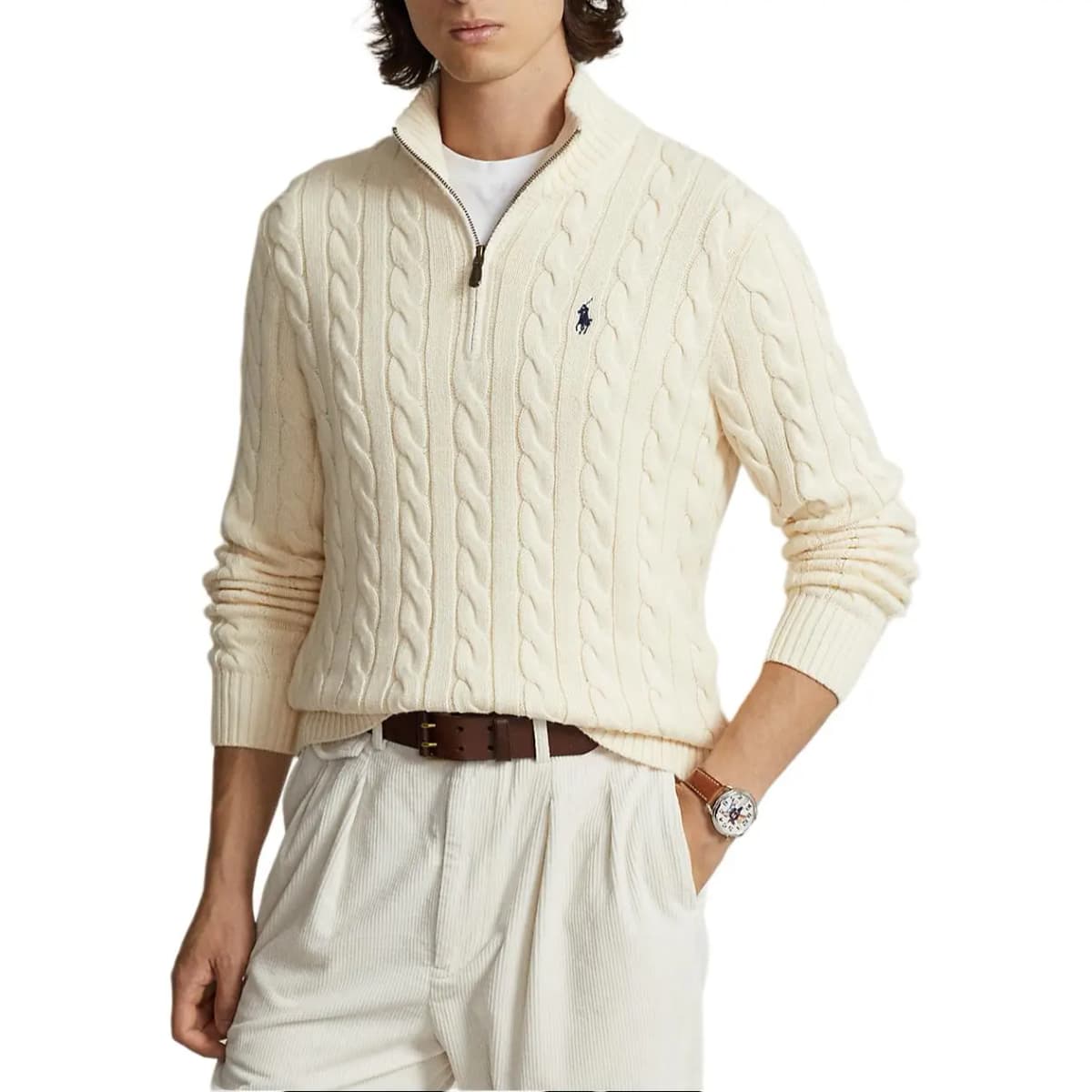 Polo Ralph Lauren Pony Embroidery Kişi Sviteri Off-White 3