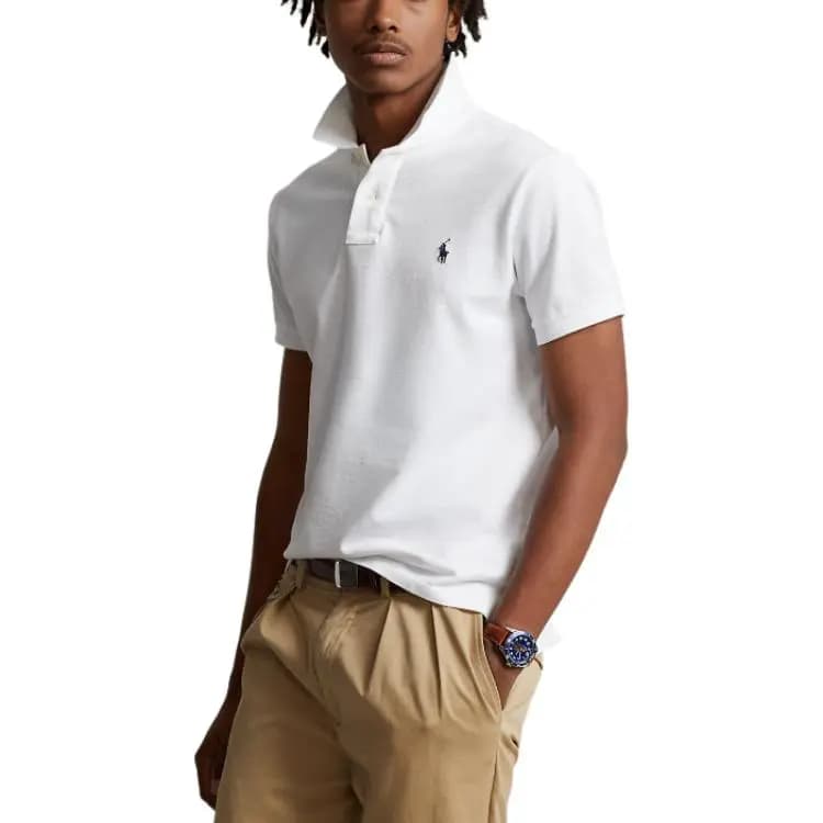 Polo Ralph Lauren Custom Slim Fit Kişi Polo Köynəyi Ağ 4