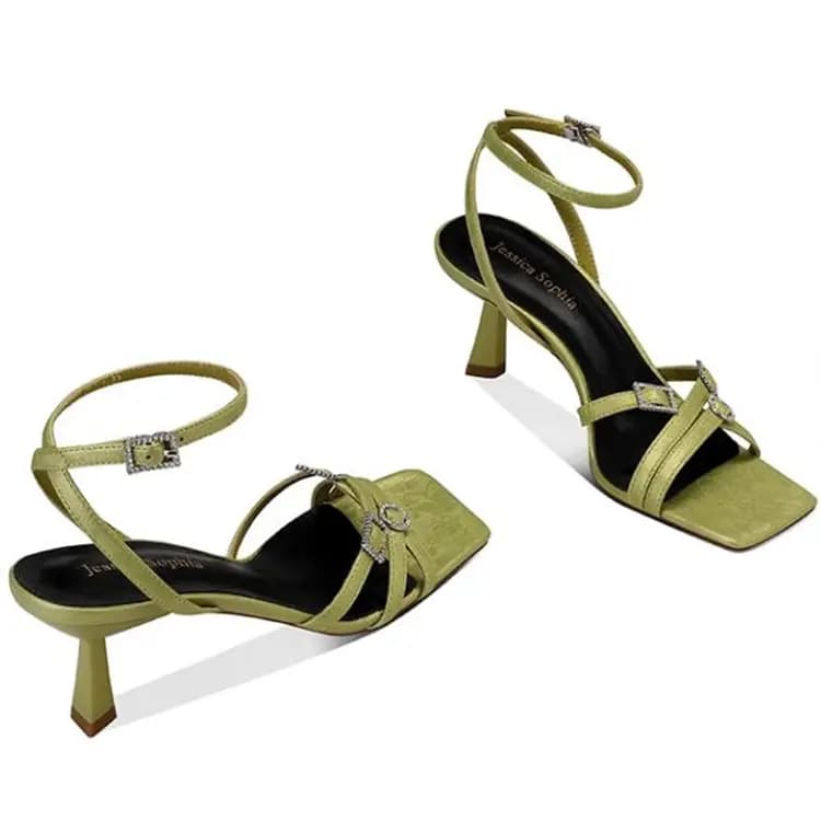 JESSICA SOPHIA PU Open Toe Comfort Elegant Classic One-Strap Sandals 6.5cm Women's 6