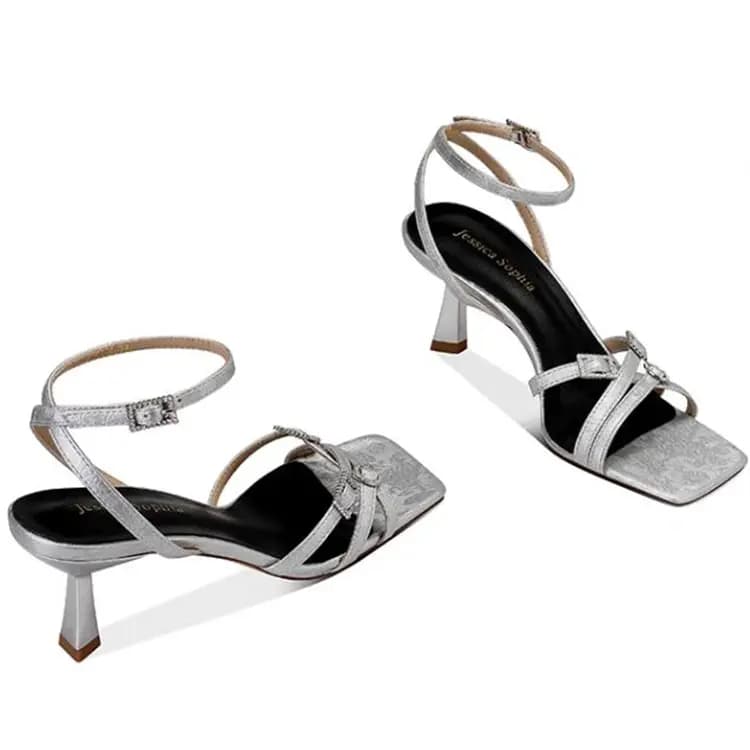 JESSICA SOPHIA PU Open Toe Comfort Elegant Classic One-Strap Sandals 6.5cm Women's 9