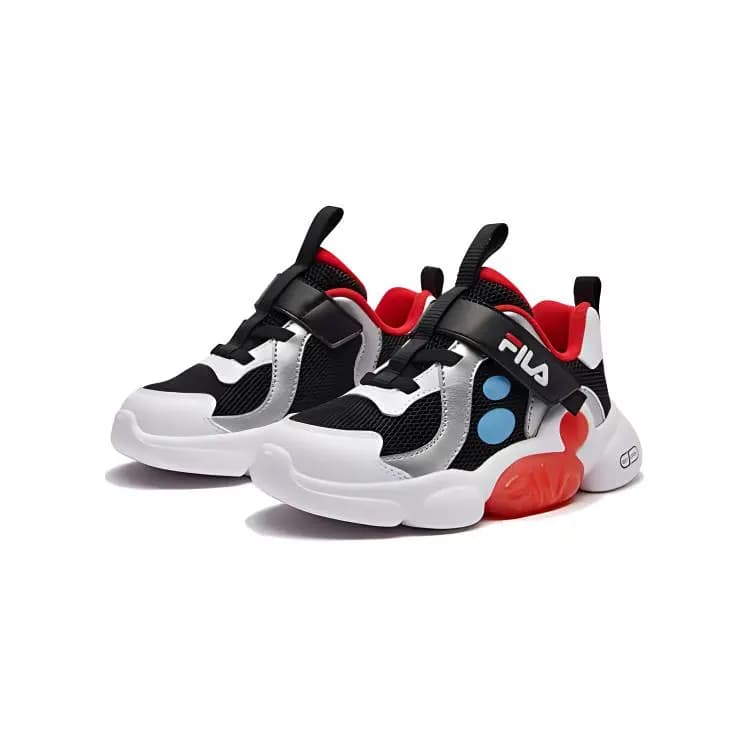 FILA KIDS Flash Shoes Anti-Slip And Wear-Resistant Lightweight Low-Top Toddler Shoes Black White Infant And Toddler 3