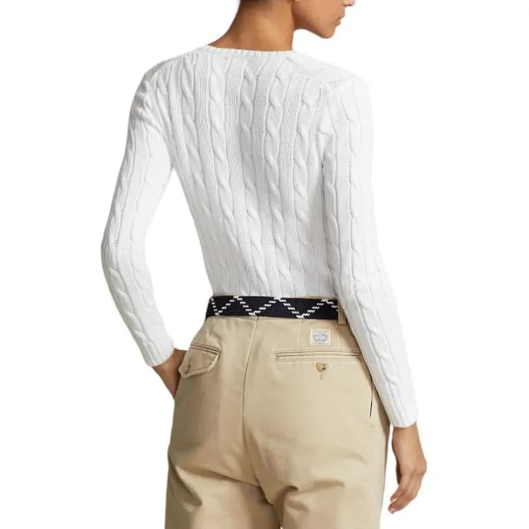 Polo Ralph Lauren Cable-Knit Cotton V-Neck Sweater Sweater Women's White 4