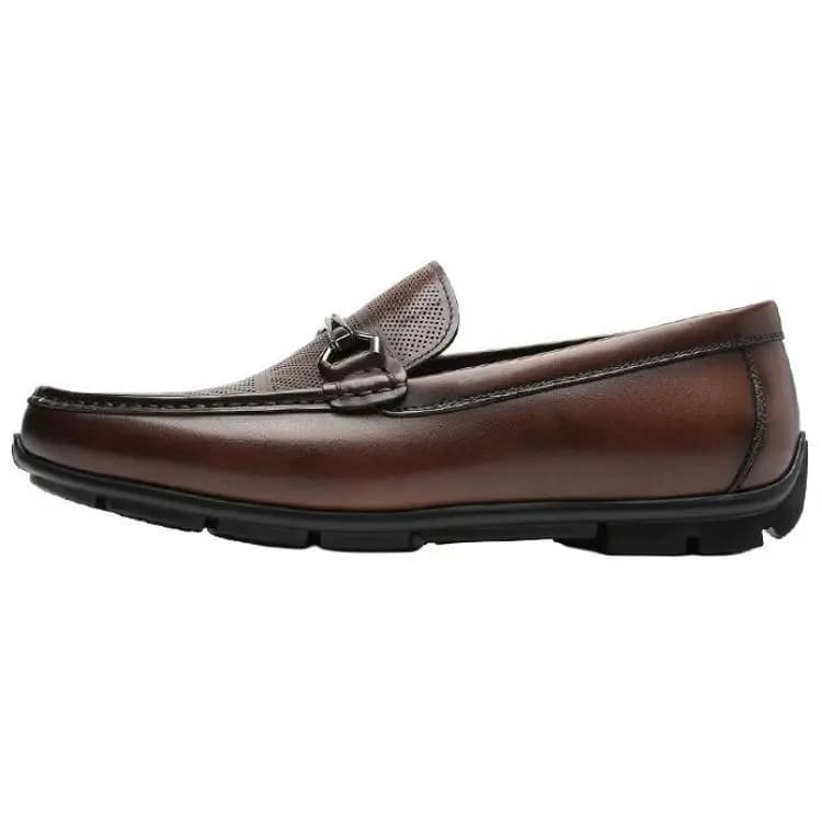 S.T. Dupont French Calfskin Leather Round Toe Flat Loafers Men's Coffee