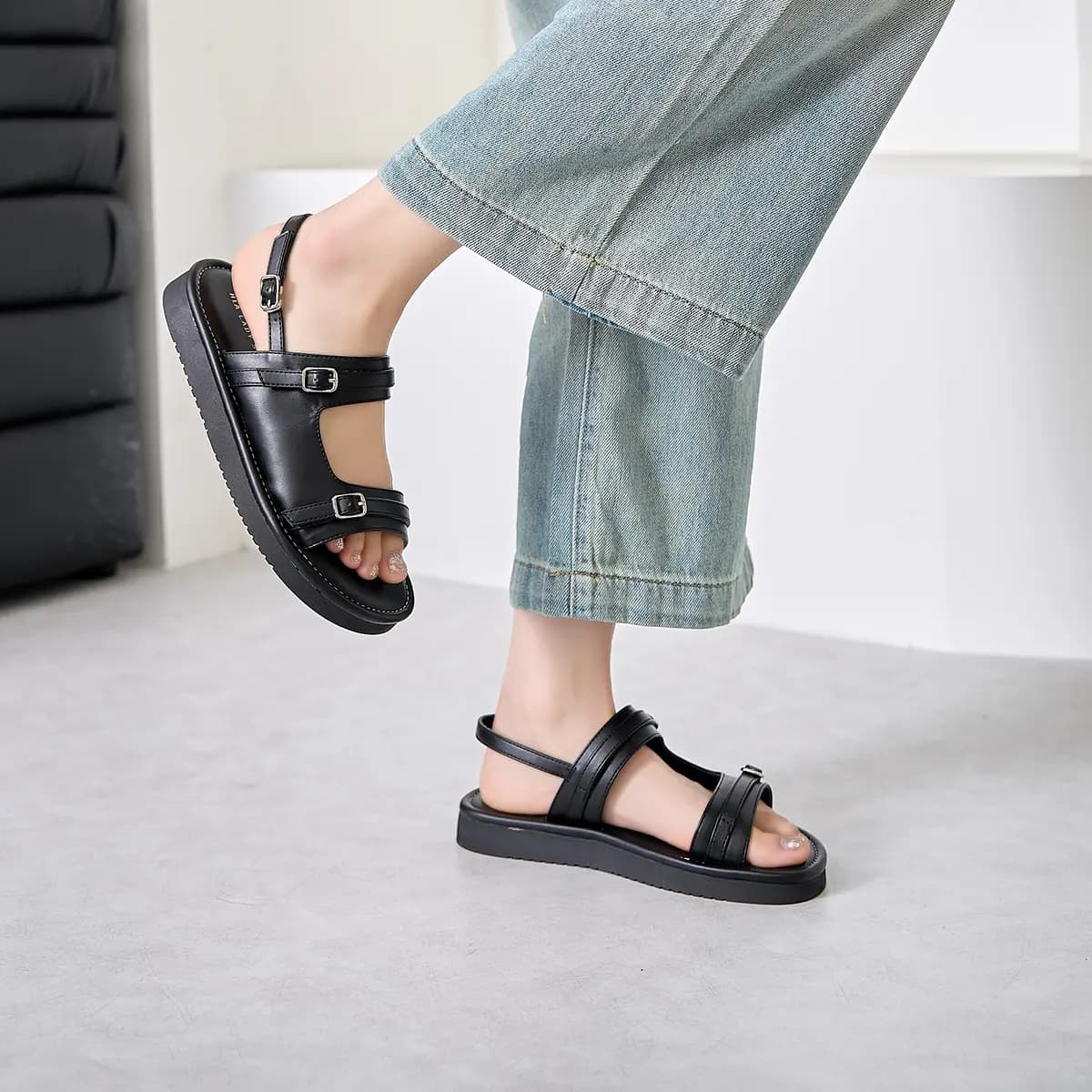 HLA Women's Flat Sandals One-Strap Minimalist Resort Style Advanced Comfort Fashion Slippers 6