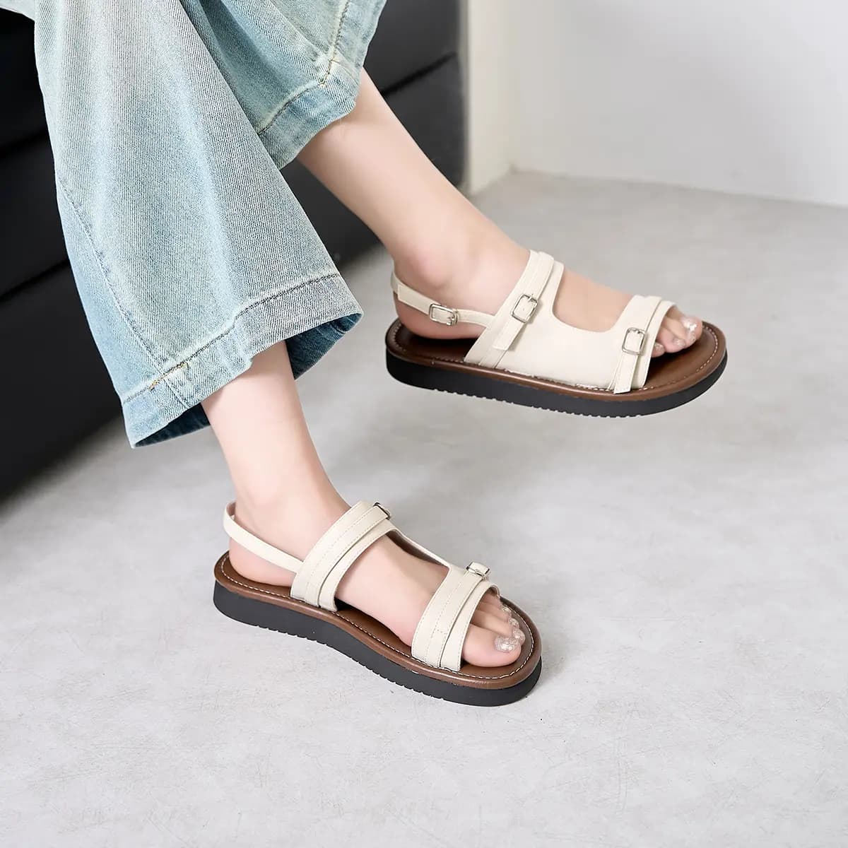 HLA Women's Flat Sandals One-Strap Minimalist Resort Style Advanced Comfort Fashion Slippers 14