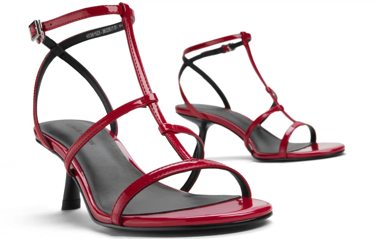 CHARLES&KEITH Small Ck One Qadın Sandalet 6.2sm Qara/Ağ/Qırmızı 9