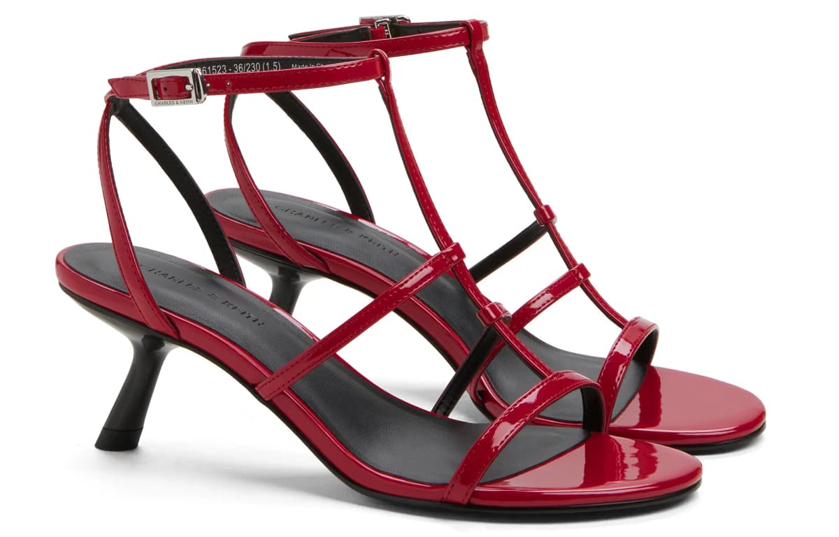 CHARLES&KEITH Small Ck One Qadın Sandalet 6.2sm Qara/Ağ/Qırmızı 8