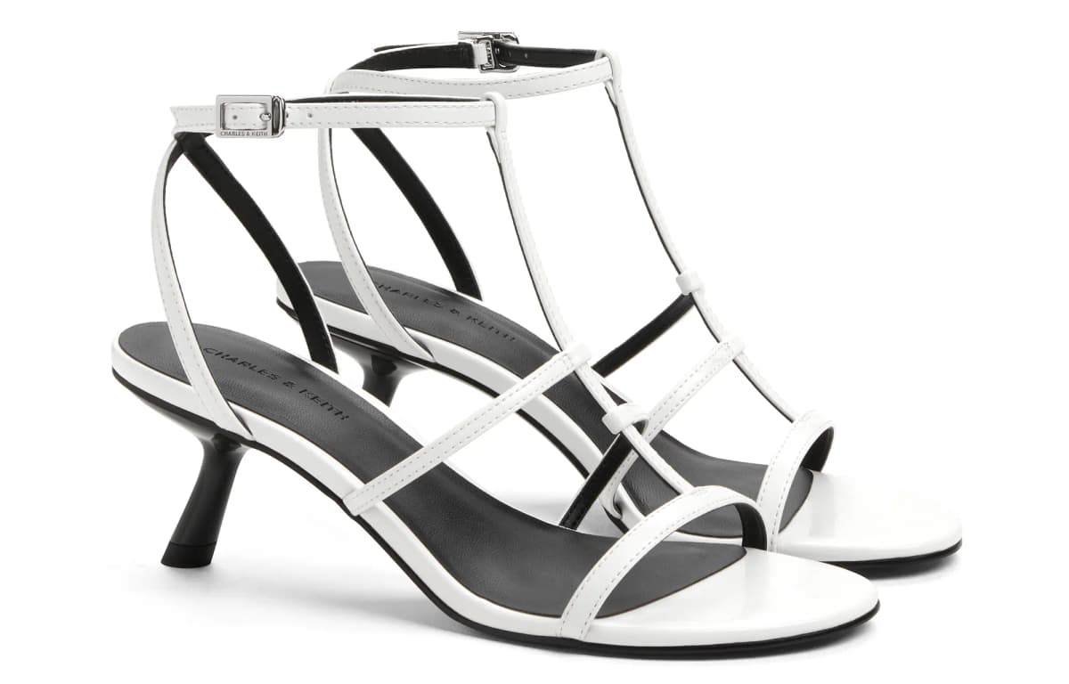 CHARLES&KEITH Small Ck One Qadın Sandalet 6.2sm Qara/Ağ/Qırmızı 5