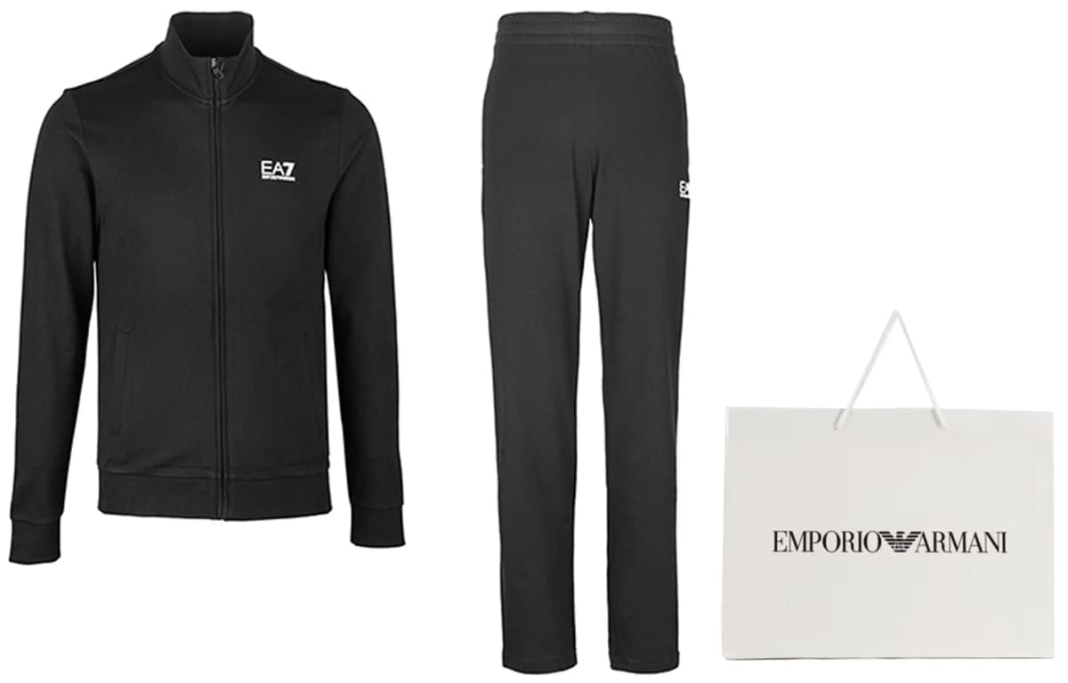 EMPORIO ARMANI EA7 Logo Print Zip-Up Casual Track Suit Men's Black 5