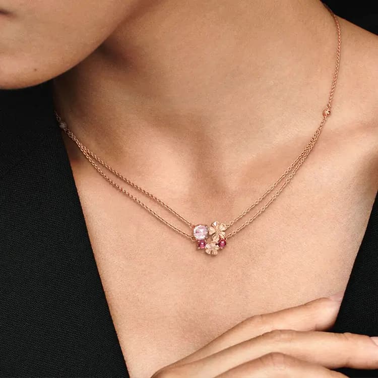 Pandora Blossoming Peach Blossom PandoraRose 925 Silver Necklace Women's 4