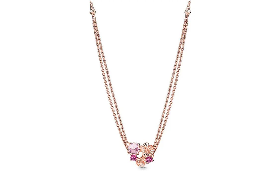 Pandora Blossoming Peach Blossom PandoraRose 925 Silver Necklace Women's