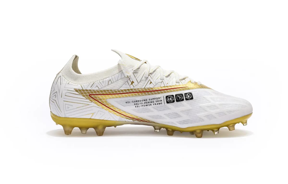 KELME Glimpse Unisex Futbol Ayaqqabısı Ağ/Qızılı 2