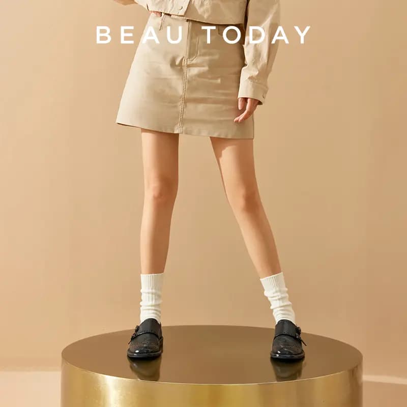 Beau Today Horse Leather Vintage British Simple Versatile Loafers Women's 8