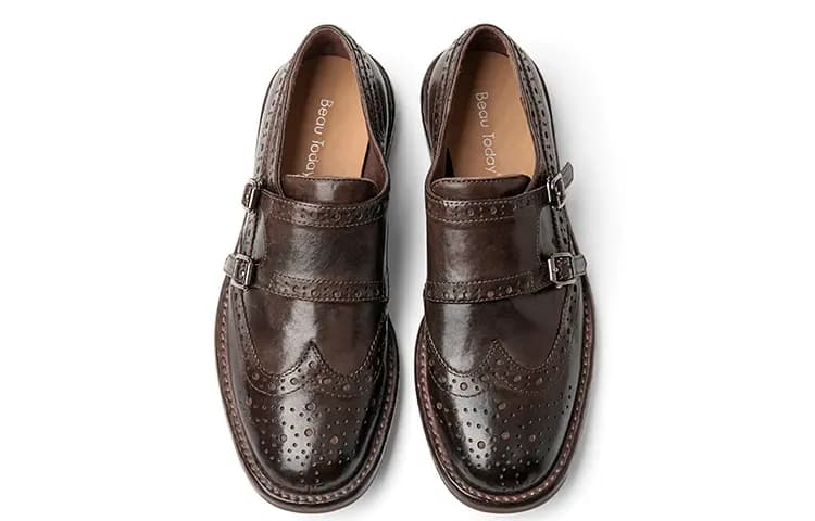 Beau Today Horse Leather Vintage British Simple Versatile Loafers Women's 16