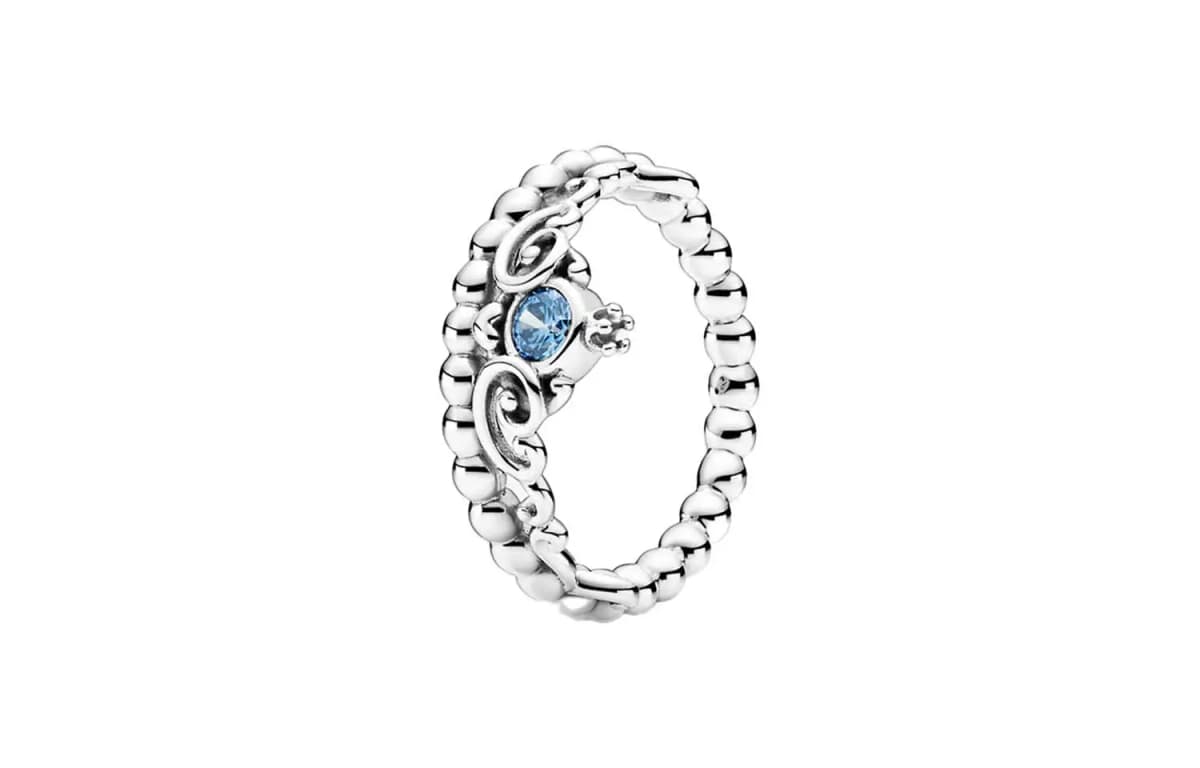 Pandora Disney Cinderella Blue Crown Ring Women's Silver 3