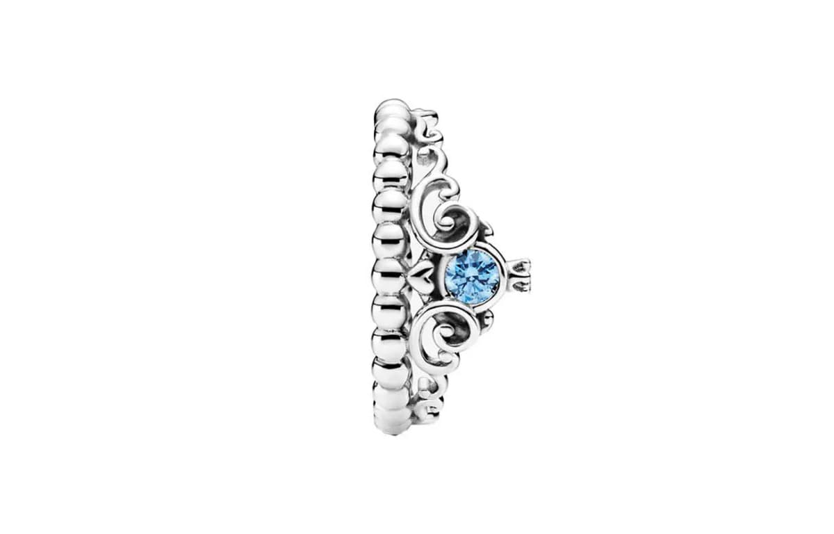 Pandora Disney Cinderella Blue Crown Ring Women's Silver 4