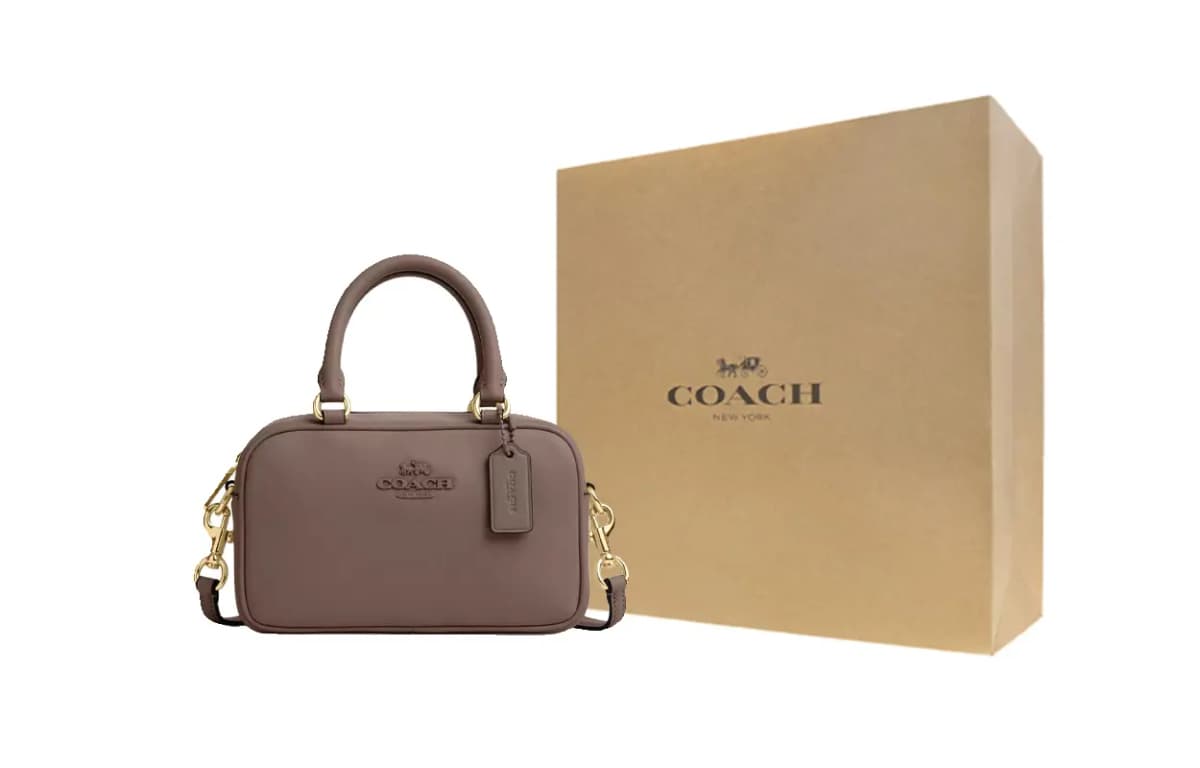 COACH Dəri Çanta Unisex Tünd Daş Rəngi 4