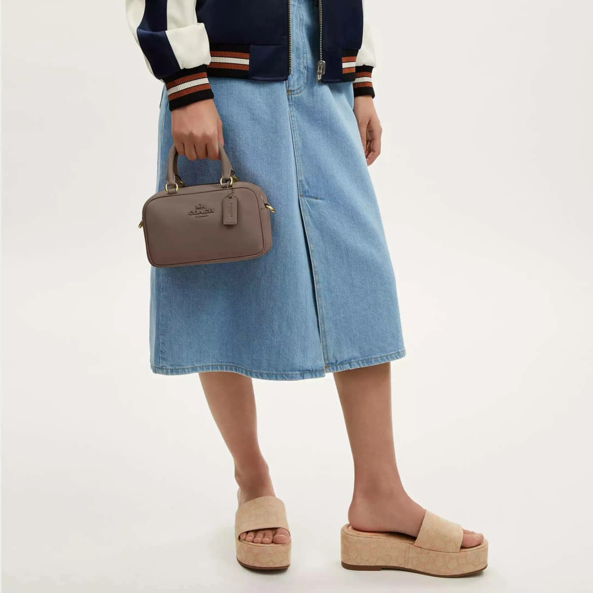 COACH Dəri Çanta Unisex Tünd Daş Rəngi 6