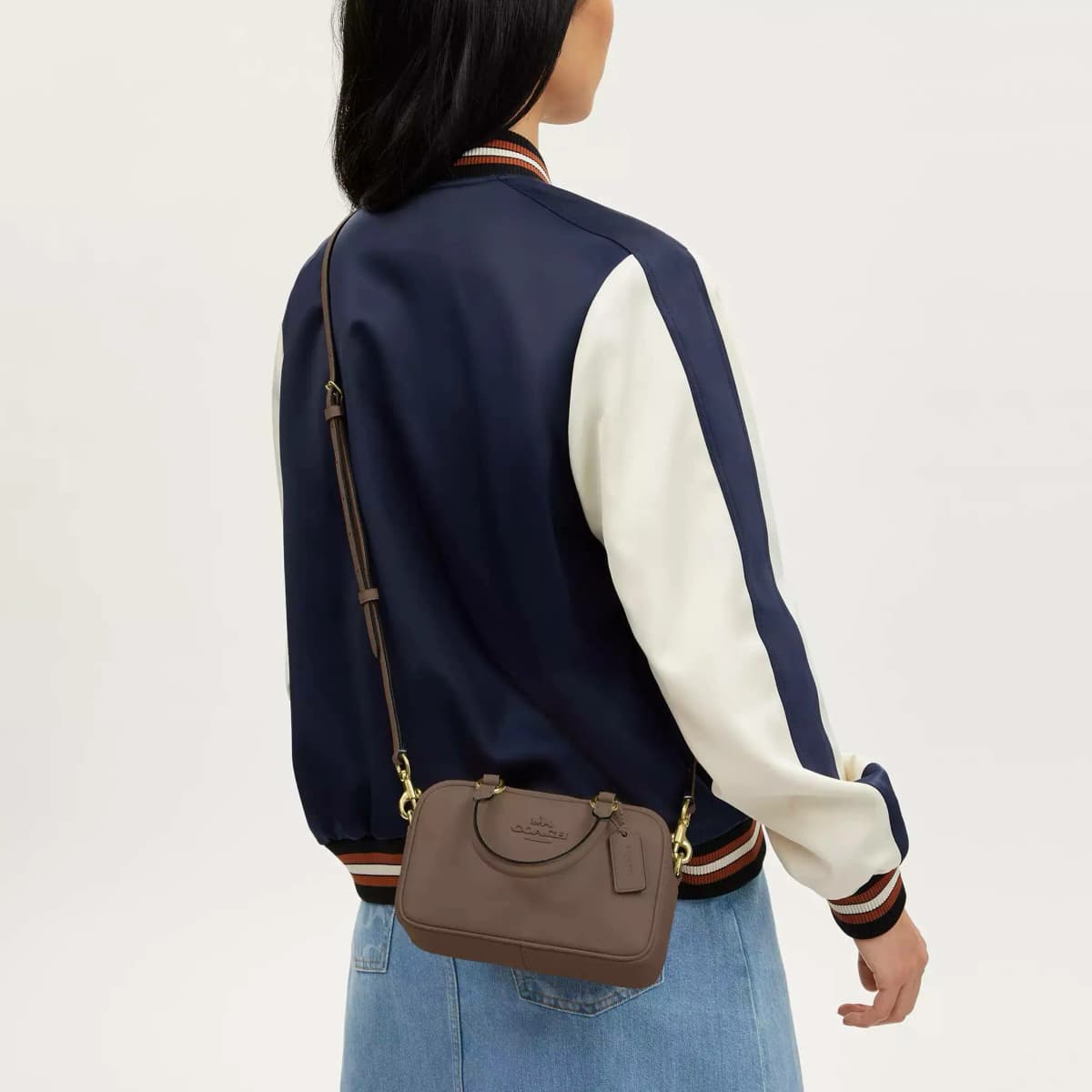 COACH Dəri Çanta Unisex Tünd Daş Rəngi 7