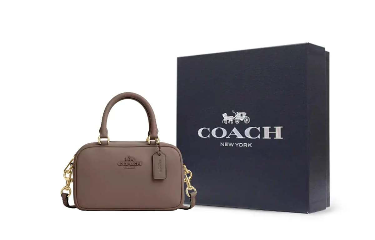 COACH Dəri Çanta Unisex Tünd Daş Rəngi 5