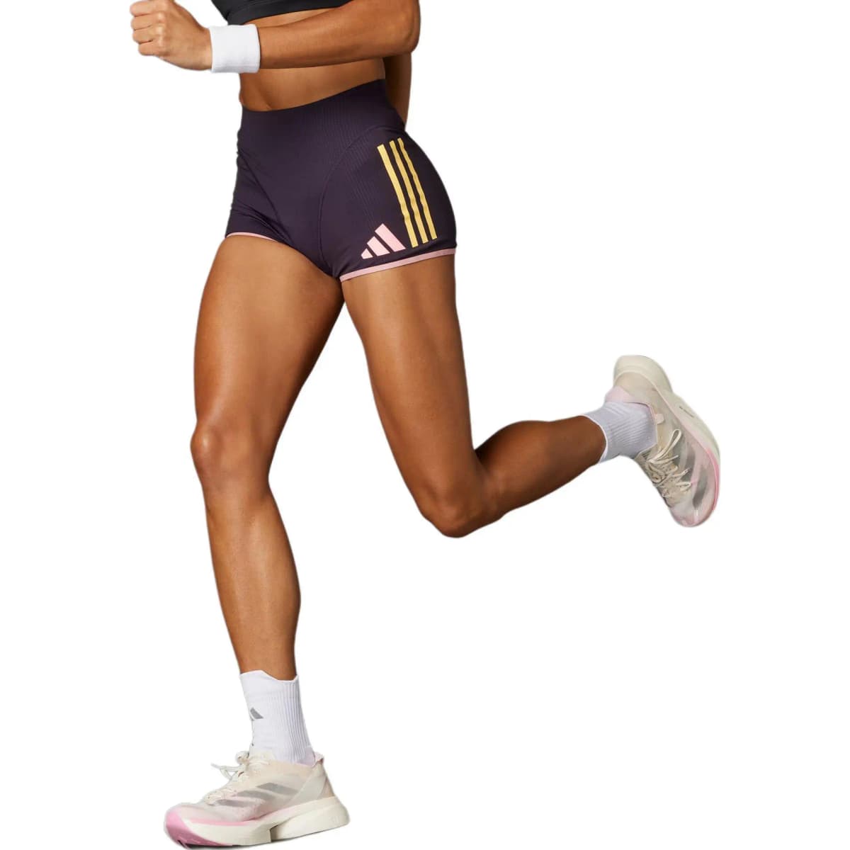 Adidas ADIZERO RUNNING BOOTY SHORTS Sports Shorts Women's Black Purple Yellow 5