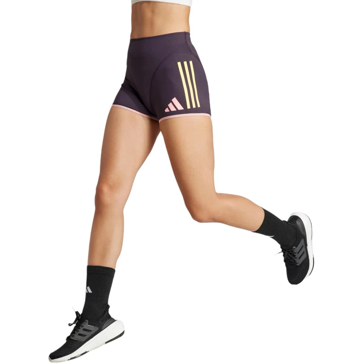 Adidas ADIZERO RUNNING BOOTY SHORTS Sports Shorts Women's Black Purple Yellow 10