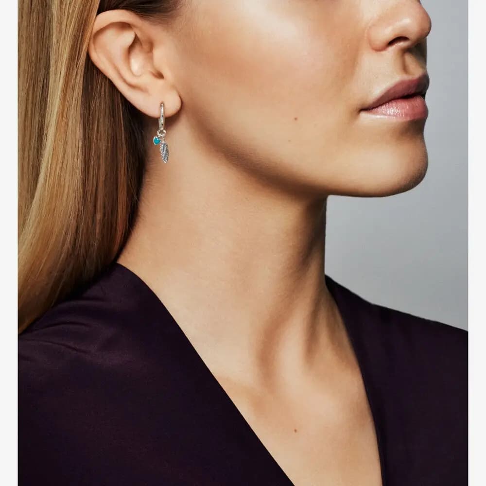 Pandora Sacred Feather Drop Earrings 925 Silver Women's Silver 2