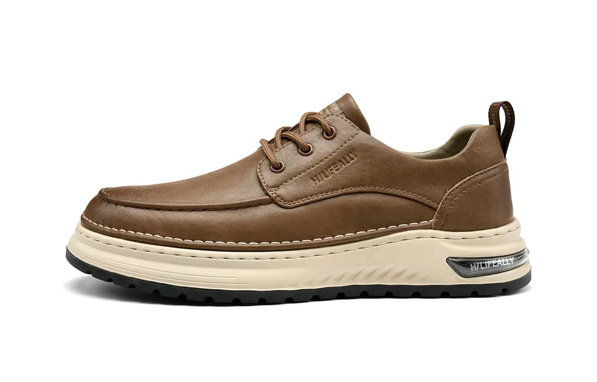HLA Men's Shoes Vintage Wear-Resistant Versatile Work Boots Low-Top Platform Casual Leather Shoes 9
