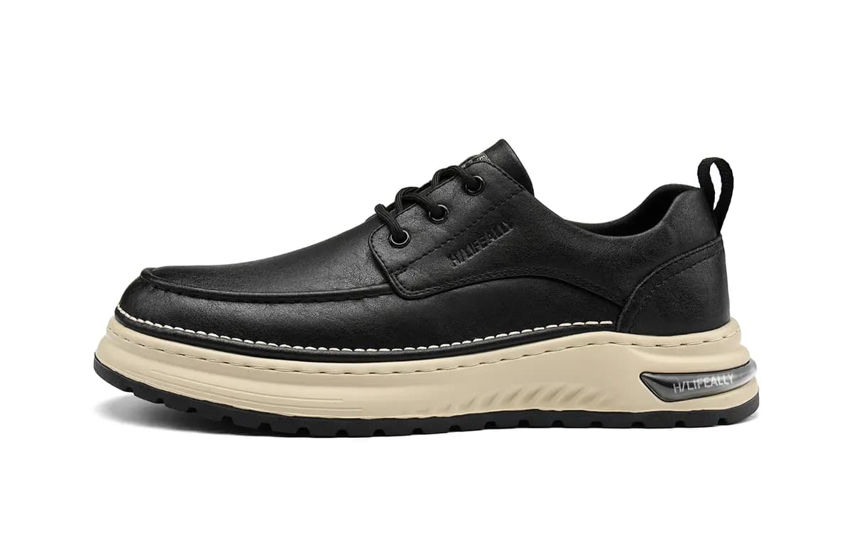 HLA Men's Shoes Vintage Wear-Resistant Versatile Work Boots Low-Top Platform Casual Leather Shoes