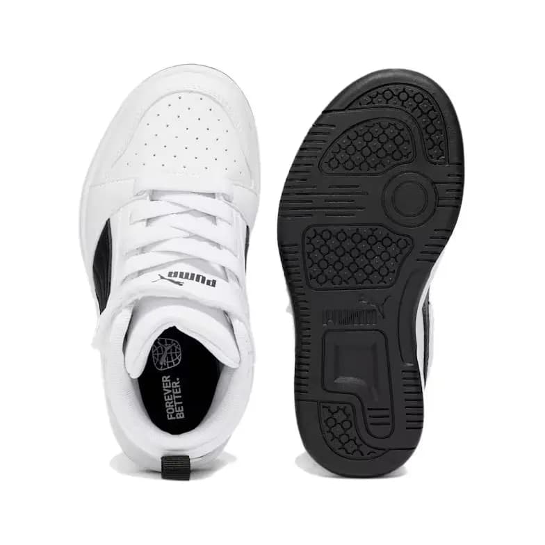 PUMA Rebound V6 Mid Uşaq İdman Ayaqqabısı Ağ 4