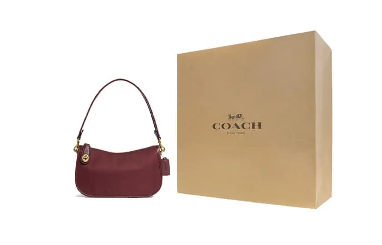 COACH Swinger Çiyin Çantası Bordo 5
