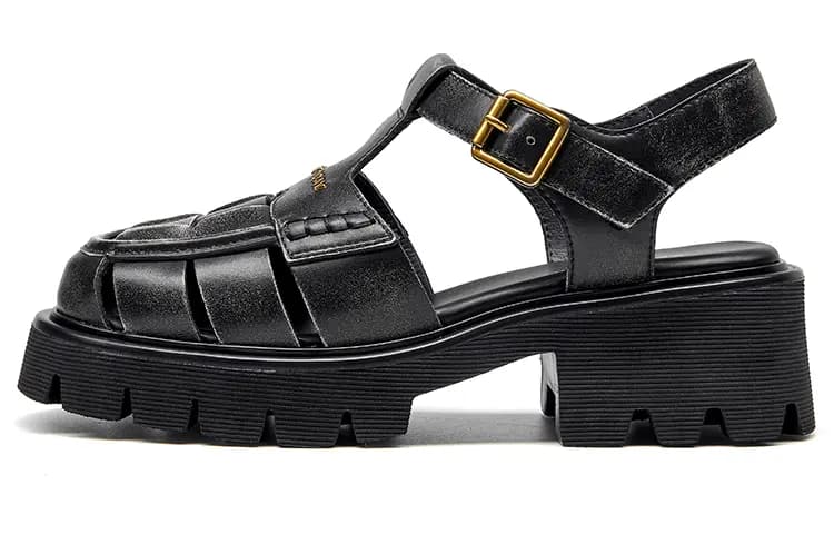 Beau Today Calf Leather Comfortable Breathable Lightweight Fashion Wear-Resistant Height-Increasing Roman Sandals Women's