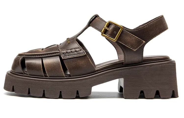 Beau Today Calf Leather Comfortable Breathable Lightweight Fashion Wear-Resistant Height-Increasing Roman Sandals Women's 10