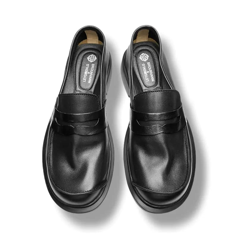 Brounvanm Top Layer Leather Fashion British Business Slip-On Casual Loafers Men's 9