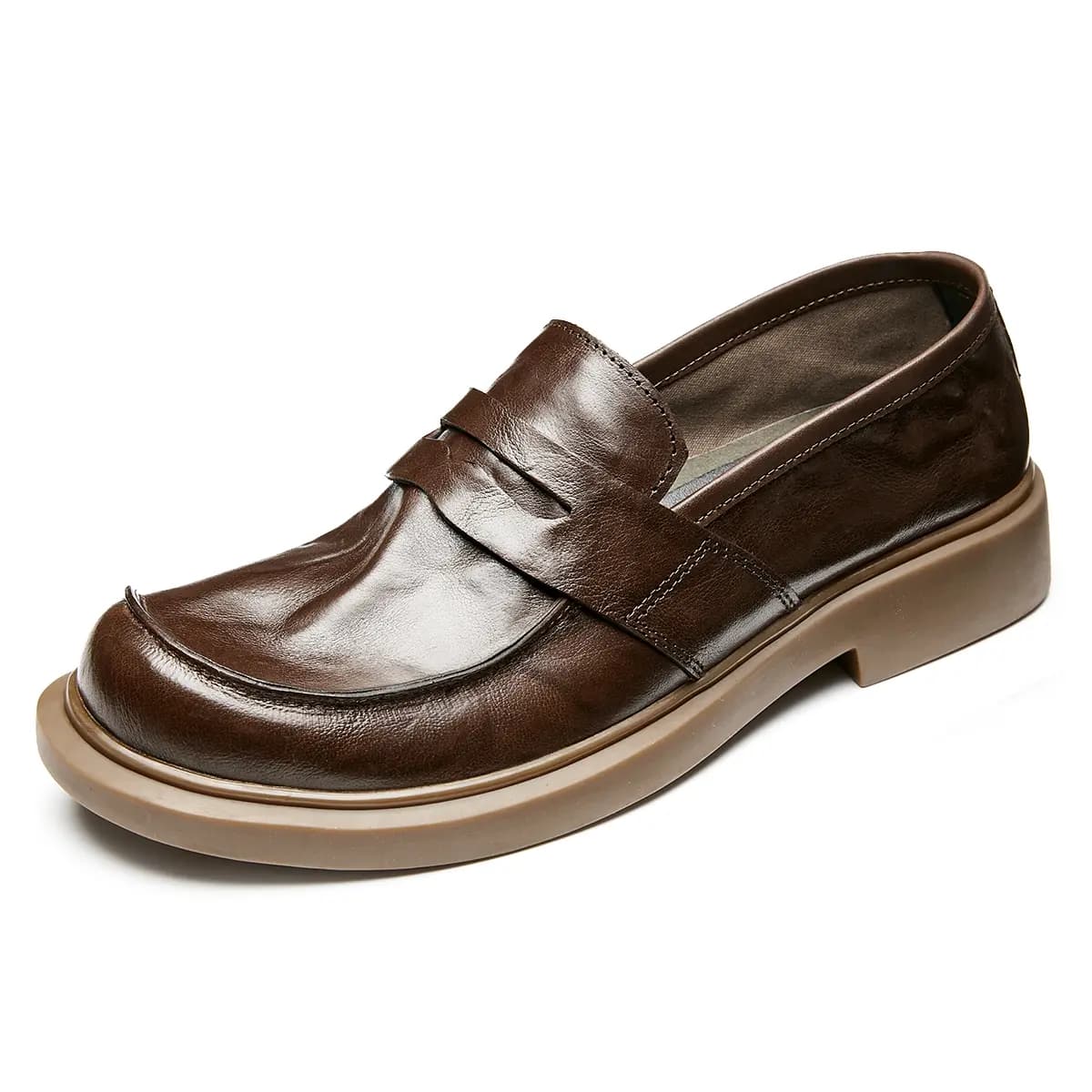 Brounvanm Top Layer Leather Fashion British Business Slip-On Casual Loafers Men's 2