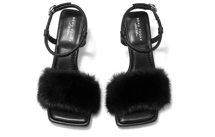 Beau Today Genuine Leather Comfortable Fashion Wear-Resistant Anti-Slip Height-Increasing Strap Sandals Women's 10