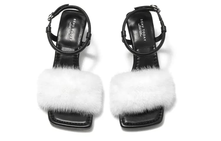 Beau Today Genuine Leather Comfortable Fashion Wear-Resistant Anti-Slip Height-Increasing Strap Sandals Women's 5