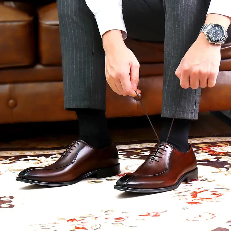 ASTON M.JAZZ Genuine Cowhide Leather Handmade British Versatile Commute Office Business Formal Leather Shoes Men's 7