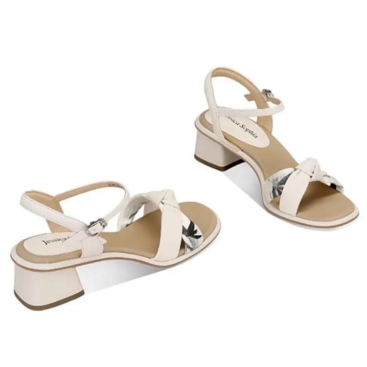 JESSICA SOPHIA Block Heel Round Toe Fairy Style One-Strap Sandals 3.5cm Women's 7