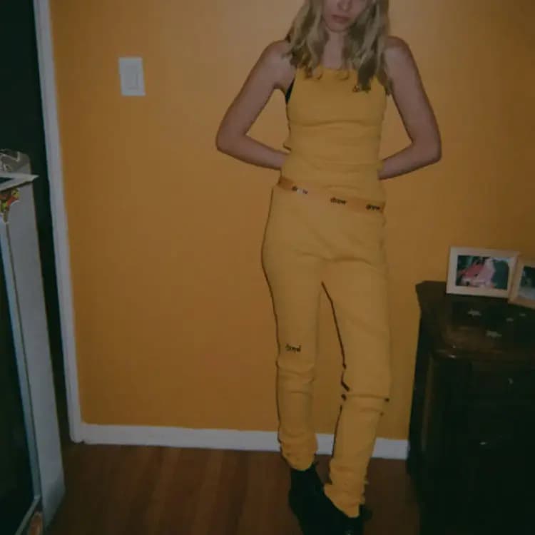 Drew House Letter Logo Leggings Qadın Qızılı