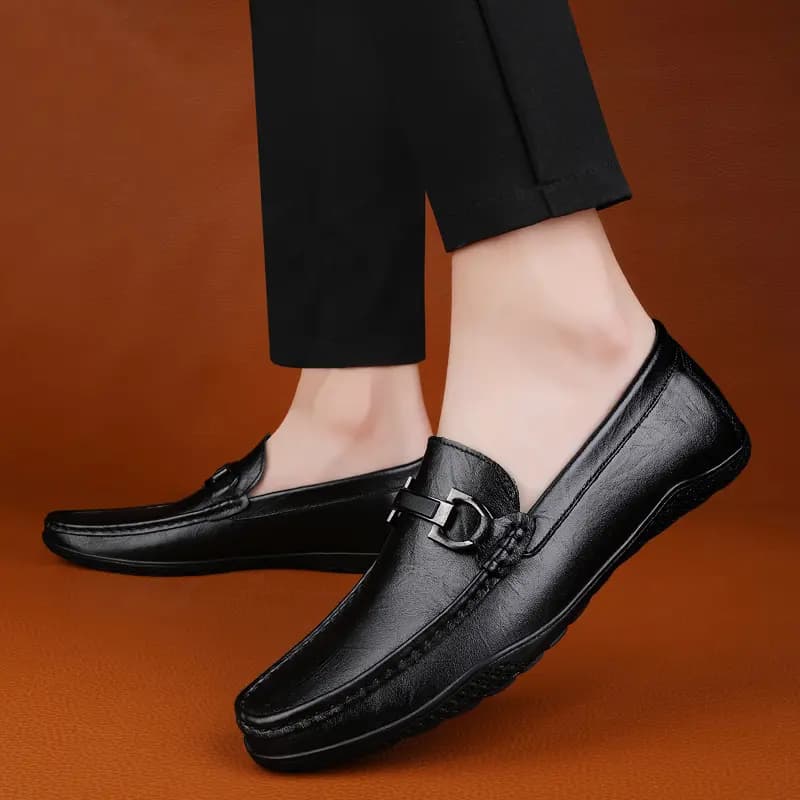 Bull Charm Split Leather Fashion Comfortable Moccasin Shoes Men's 3