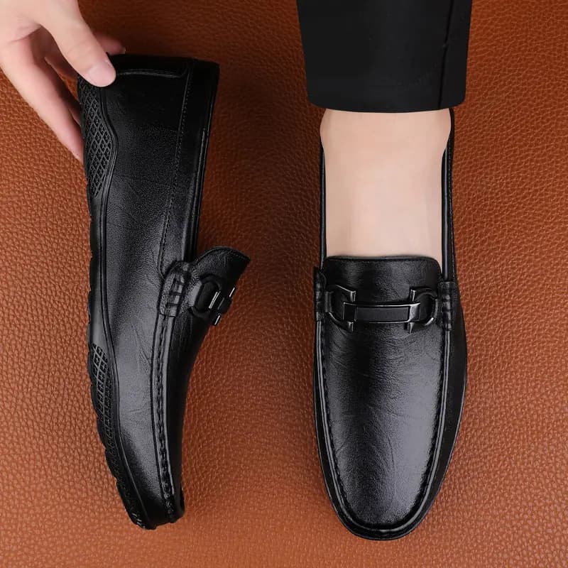 Bull Charm Split Leather Fashion Comfortable Moccasin Shoes Men's 4