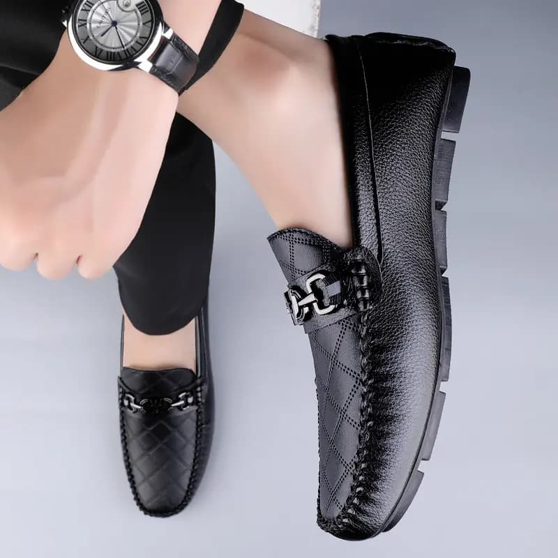 Bull Charm Split Leather Breathable Slip-On Casual Moccasin Shoes Men's 3