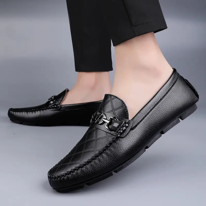 Bull Charm Split Leather Breathable Slip-On Casual Moccasin Shoes Men's 5