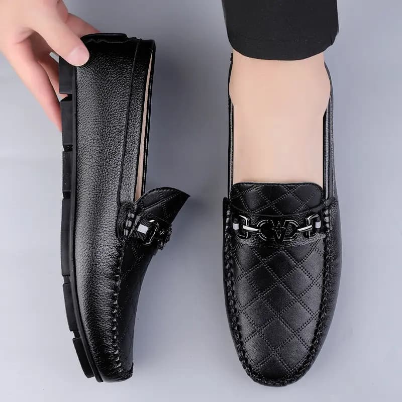 Bull Charm Split Leather Breathable Slip-On Casual Moccasin Shoes Men's 4