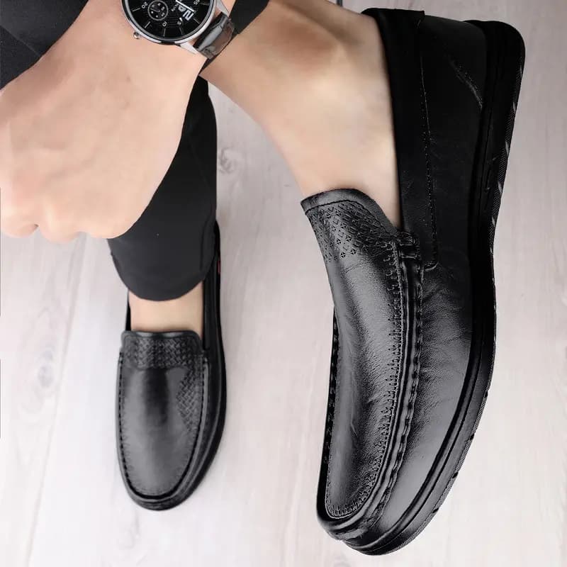 Bull Charm Split Leather Casual Driving Soft Leather Soft Sole Driving Shoes Men's 3