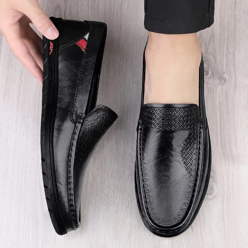 Bull Charm Split Leather Casual Driving Soft Leather Soft Sole Driving Shoes Men's 5