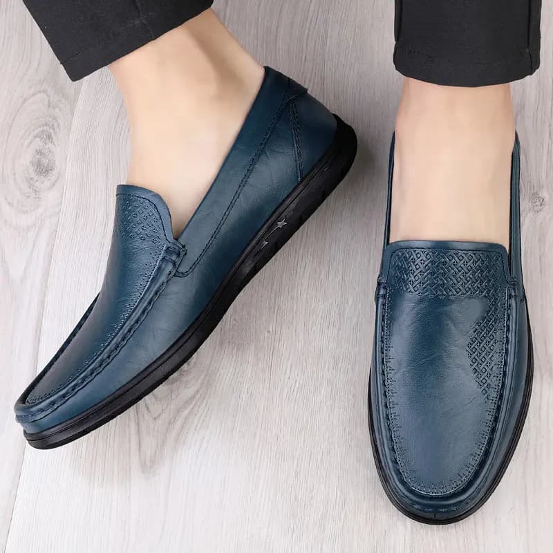 Bull Charm Split Leather Casual Driving Soft Leather Soft Sole Driving Shoes Men's 9