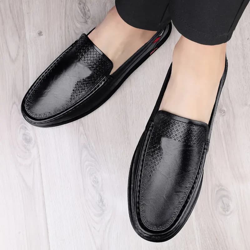 Bull Charm Split Leather Casual Driving Soft Leather Soft Sole Driving Shoes Men's 4