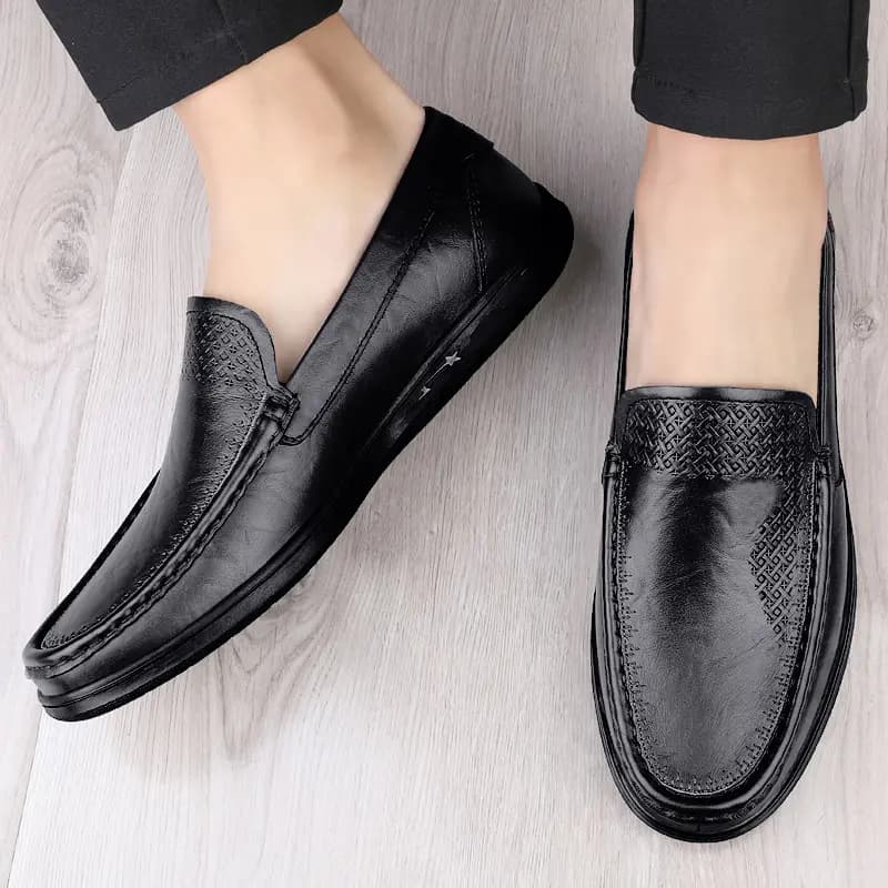 Bull Charm Split Leather Casual Driving Soft Leather Soft Sole Driving Shoes Men's 6